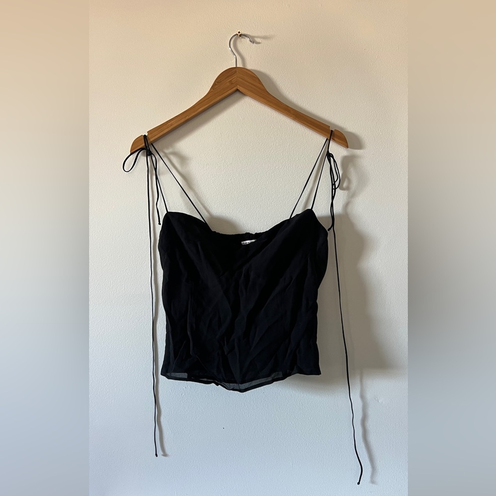 Reformation Black Tie Camisole Top